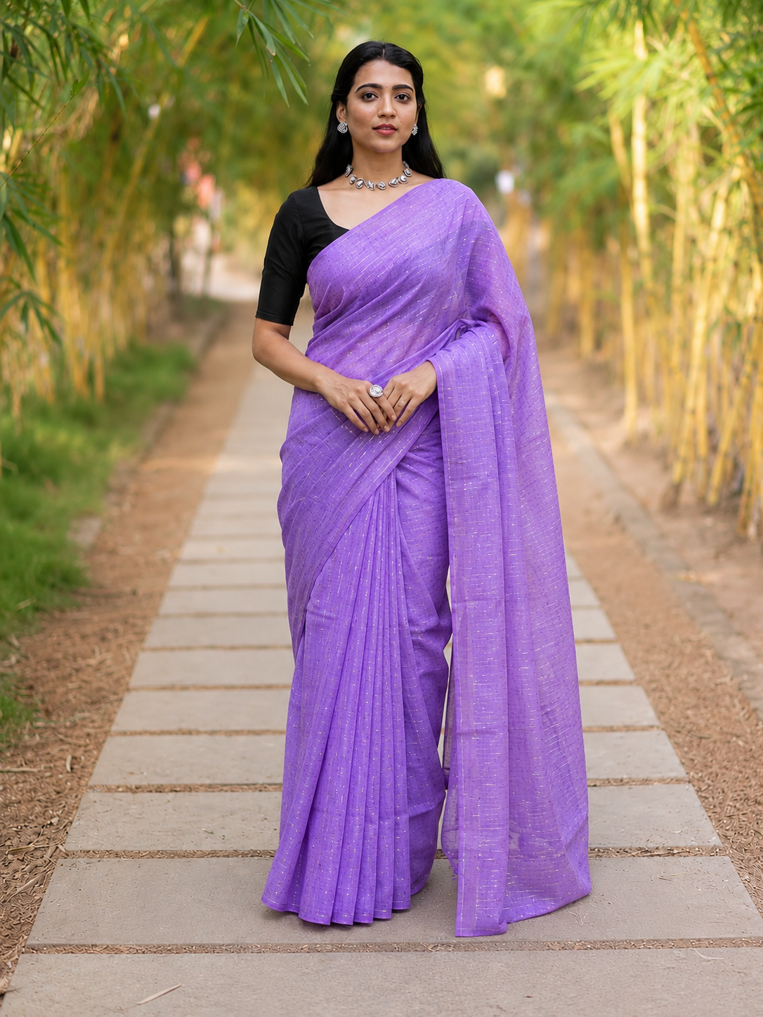 Lavender Shimmer Elegance Saree