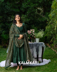 deep green Anarkali suit set
