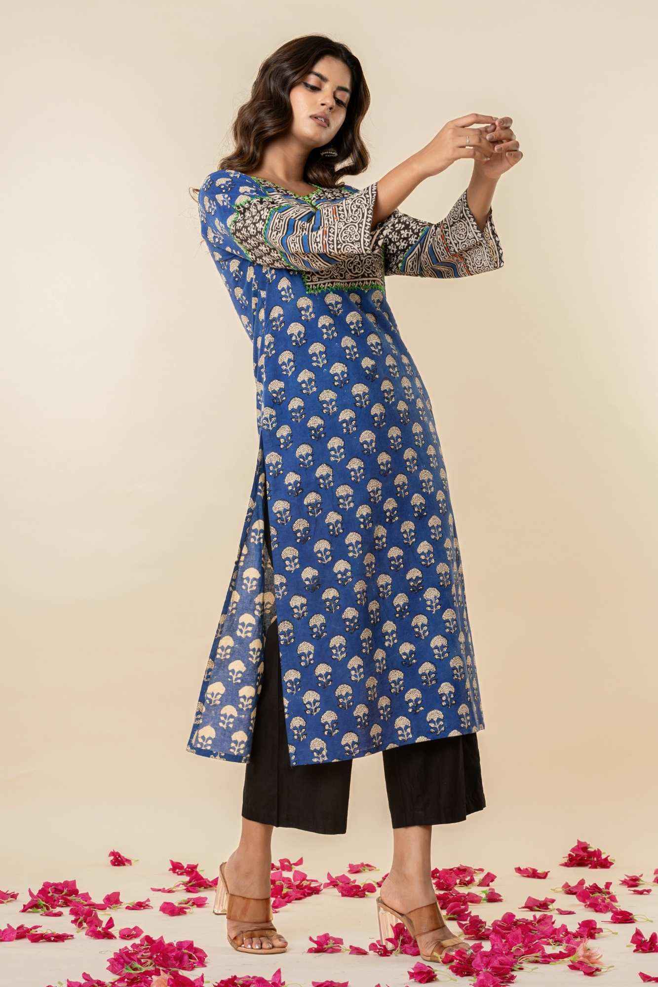 elegant blue printed kurta