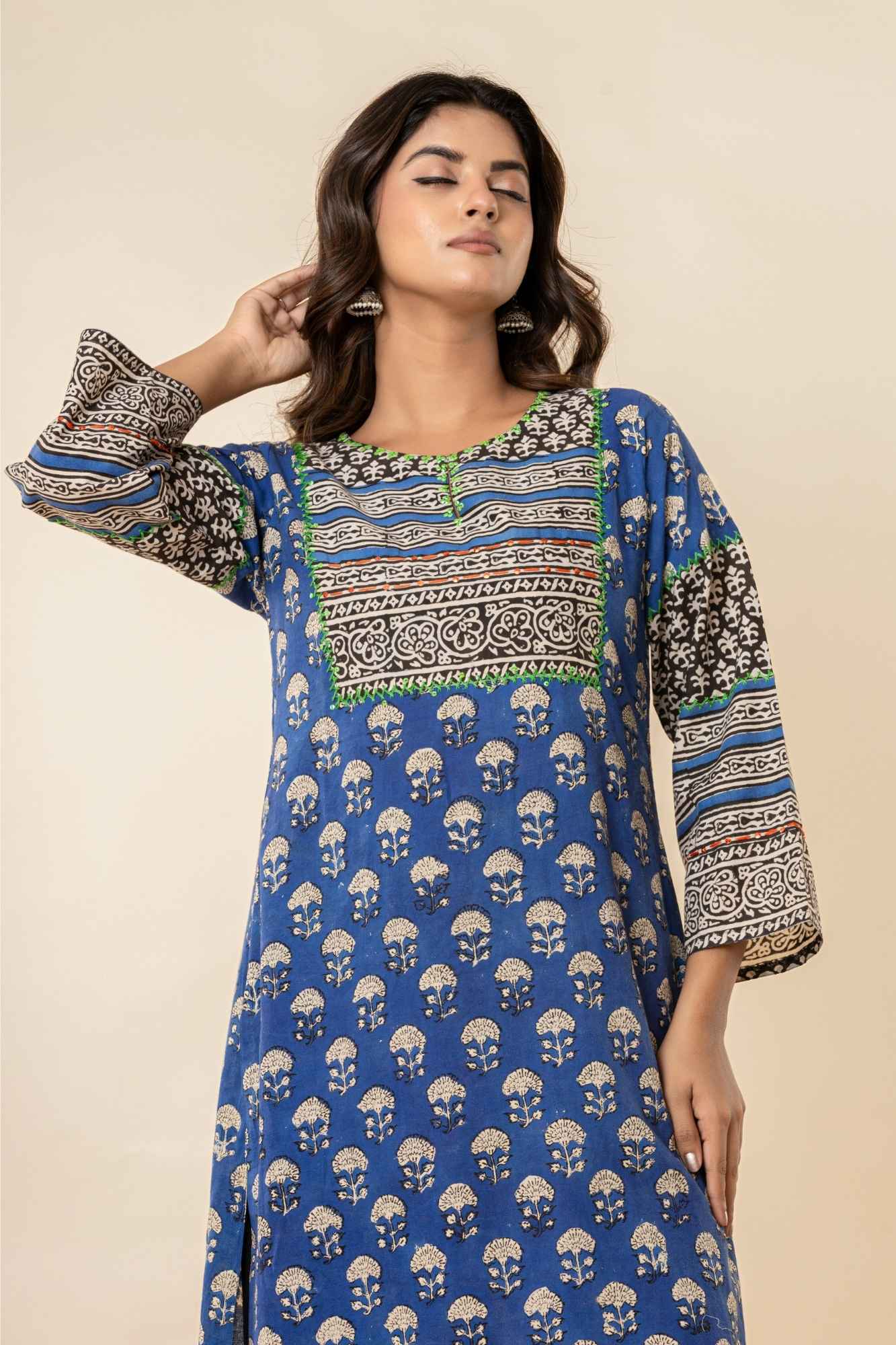 elegant blue printed kurta