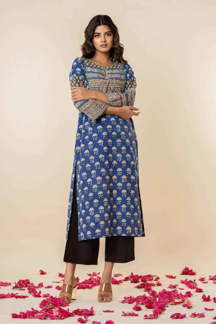 elegant blue printed kurta