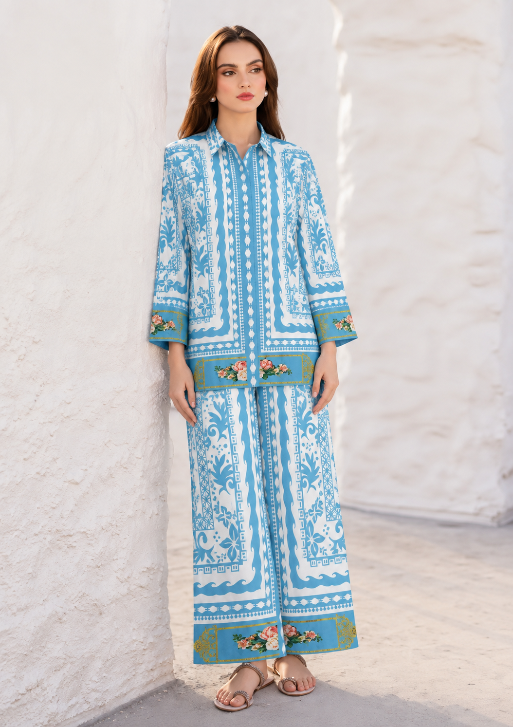 Sky Blue Porcelain Print Co-Ord Set