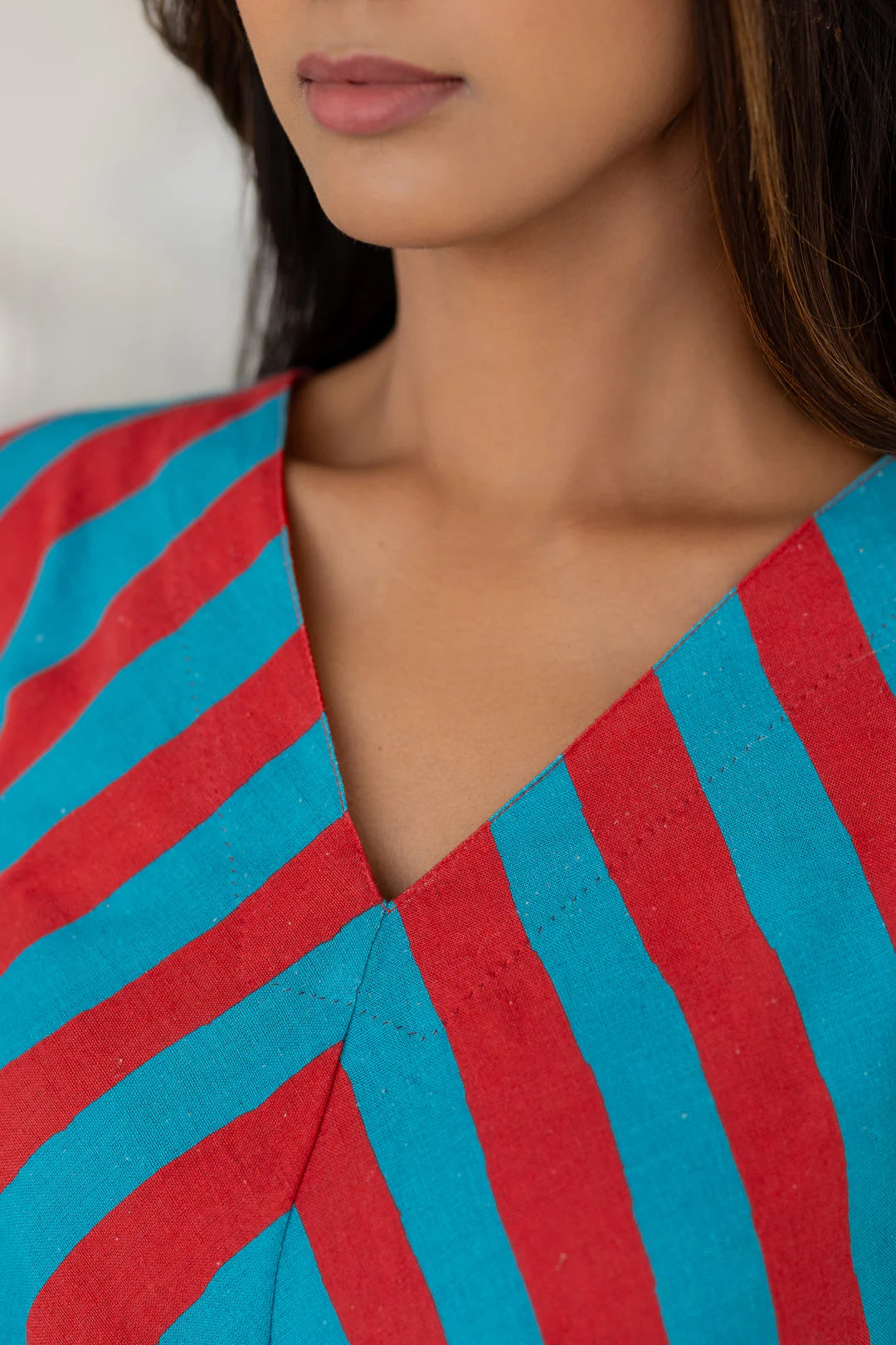 Striped Asymmetrical Kurta Set