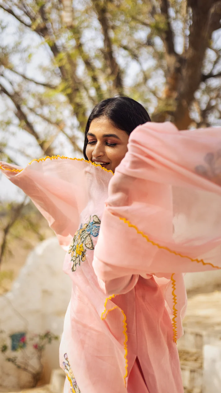 Kalamkari Cotton Kurta Set  Animals Design with Coordinated Dupatta