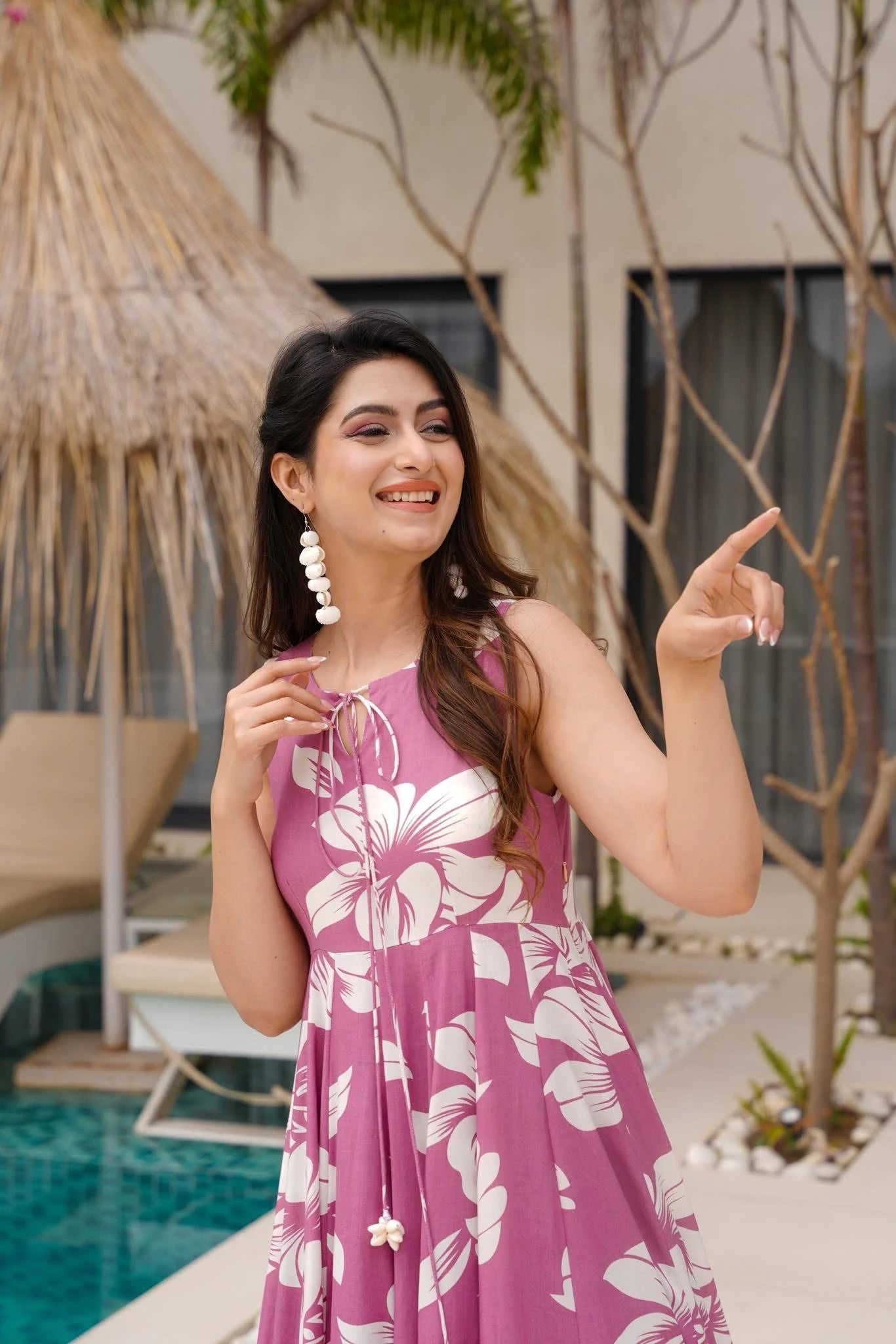 Blush Orchid Pink Floral Tiered Maxi Dress