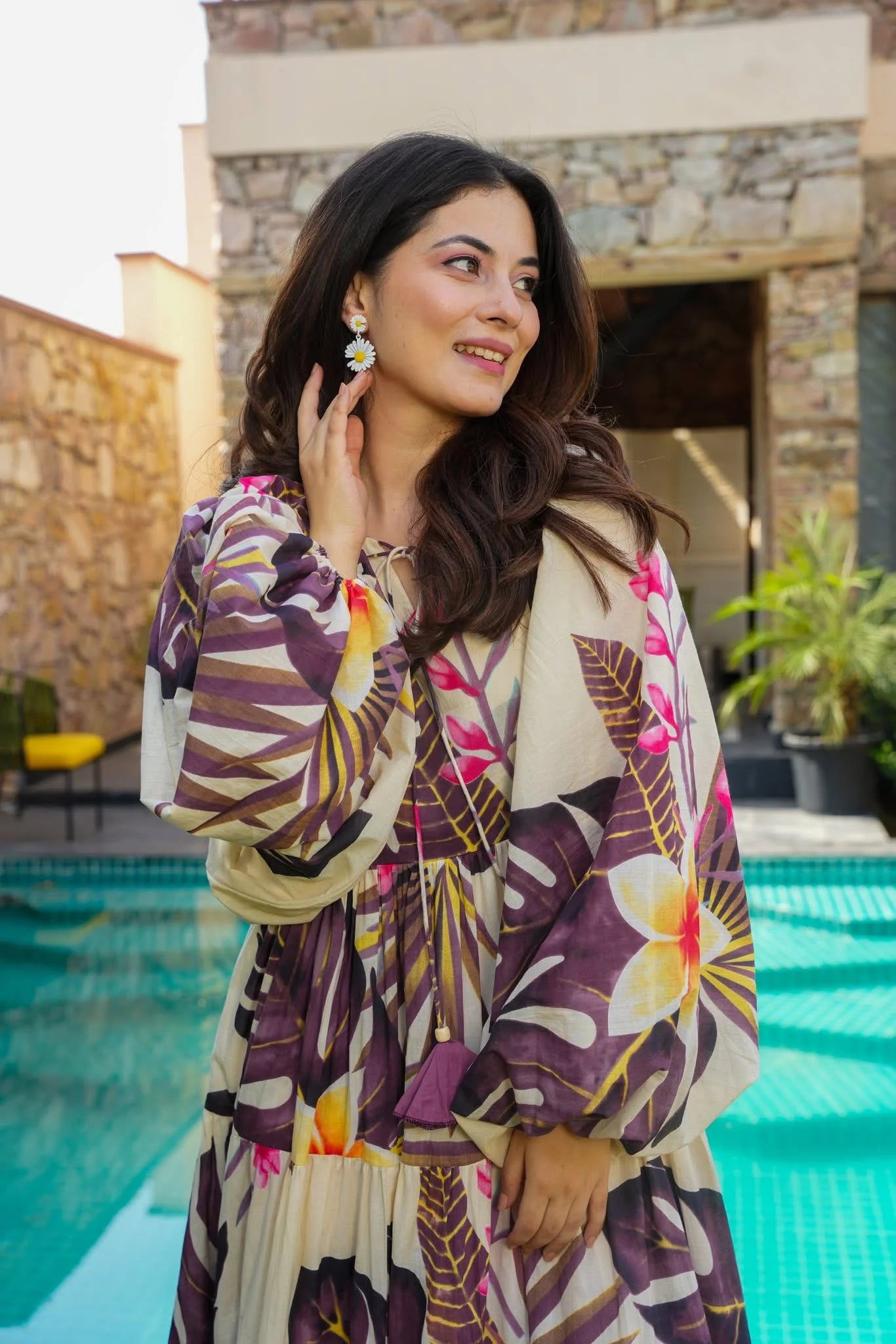 Tropical Breeze Printed Tiered Maxi Dress