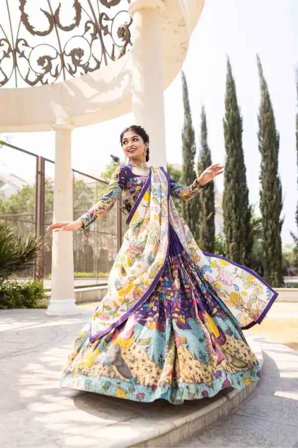 Kalamkari Print With Hand Work Fully Stitched Lehenga Choli
