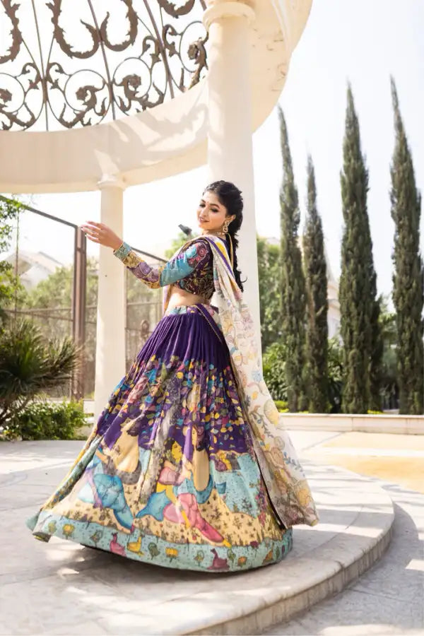 Kalamkari Print With Hand Work Fully Stitched Lehenga Choli