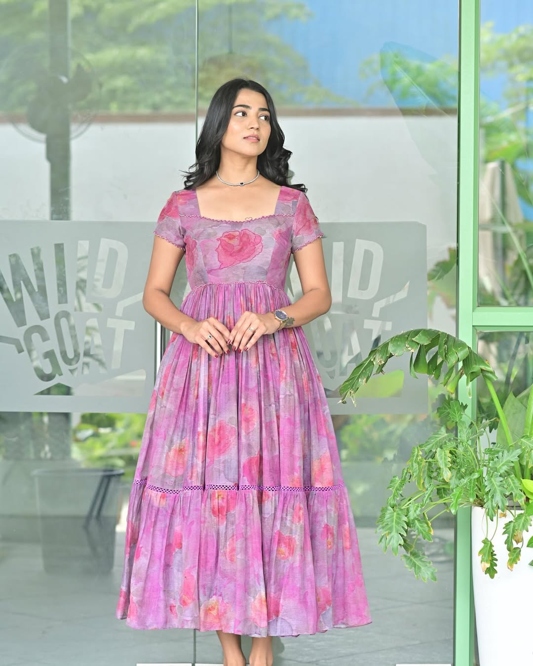 Lavender Rose Hand-Painted Dress