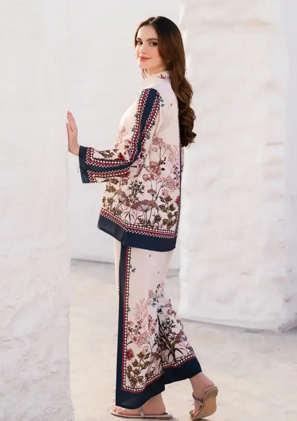 soft blush pink and navy floral co-ord set